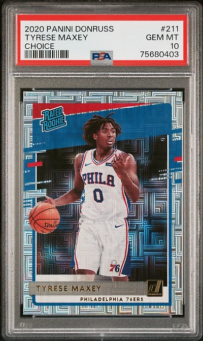 2020 Panini Donruss 211 Tyrese Maxey Choice PSA 10