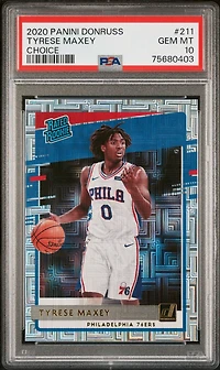 2020 Panini Donruss 211 Tyrese Maxey Choice PSA 10
