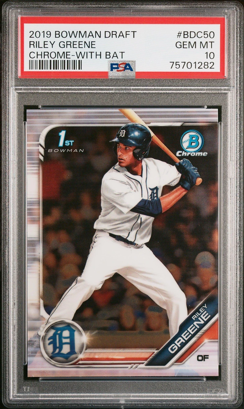 2019 Bowman Draft Bdc50 Riley Greene Chrome-with Bat PSA 10
