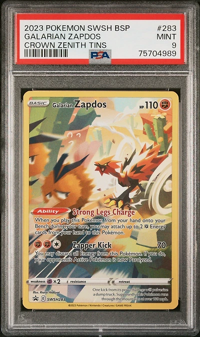 2023 Pokemon Swsh Black Star Promo 283 Galarian Zapdos PSA 9