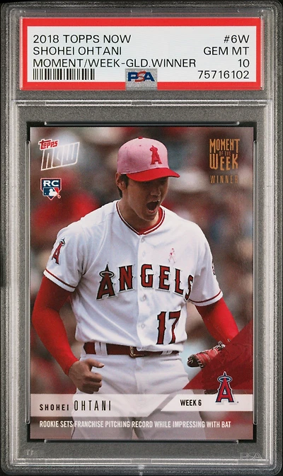 2018 Topps Now Moment Of The Week 6w Shohei Ohtani Gold Winner PSA 10
