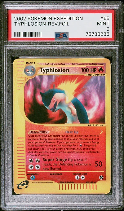2002 Pokemon Expedition 65 Typhlosion-reverse Foil PSA 9