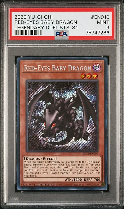 2020 Yu-gi-oh! Legendary Duelists: Season 1 En010 Red-eyes Baby Dragon PSA 9