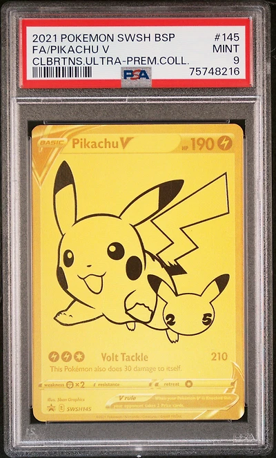 2021 Pokemon Swsh Black Star Promo 145 Fa/pikachu V PSA 9