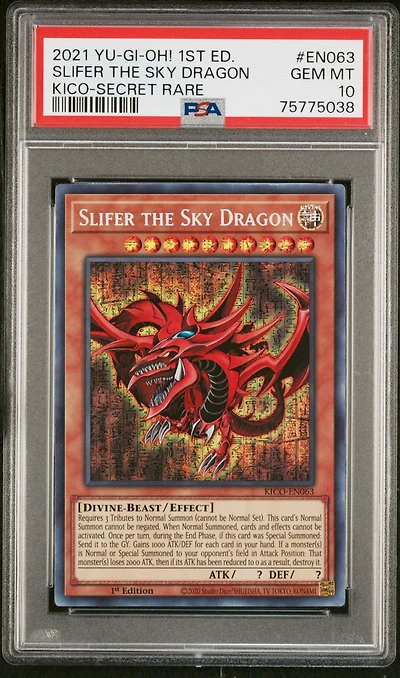 2021 Yu-gi-oh! King's Court En063 Slifer The Sky Dragon 1st Edition-secret Rare PSA 10