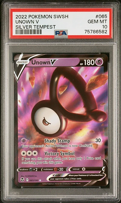 2022 Pokemon Sword & Shield Silver Tempest 065 Unown V PSA 10