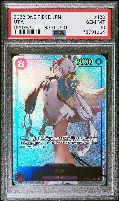 2022 One Piece Japanese Op02-paramount War 120 Uta Alternate Art PSA 10