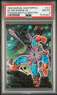 1992 Marvel Masterpieces Battle Spectra 2-d Silver Surfer Vs. Thanos PSA 8