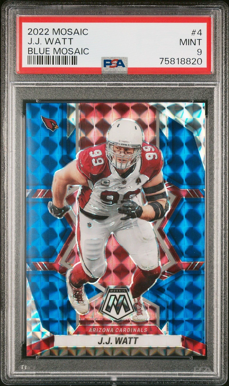 2022 Panini Mosaic 4 J.j. Watt Blue Mosaic PSA 9