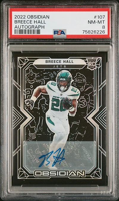2022 Panini Obsidian 107 Breece Hall Autograph PSA 8