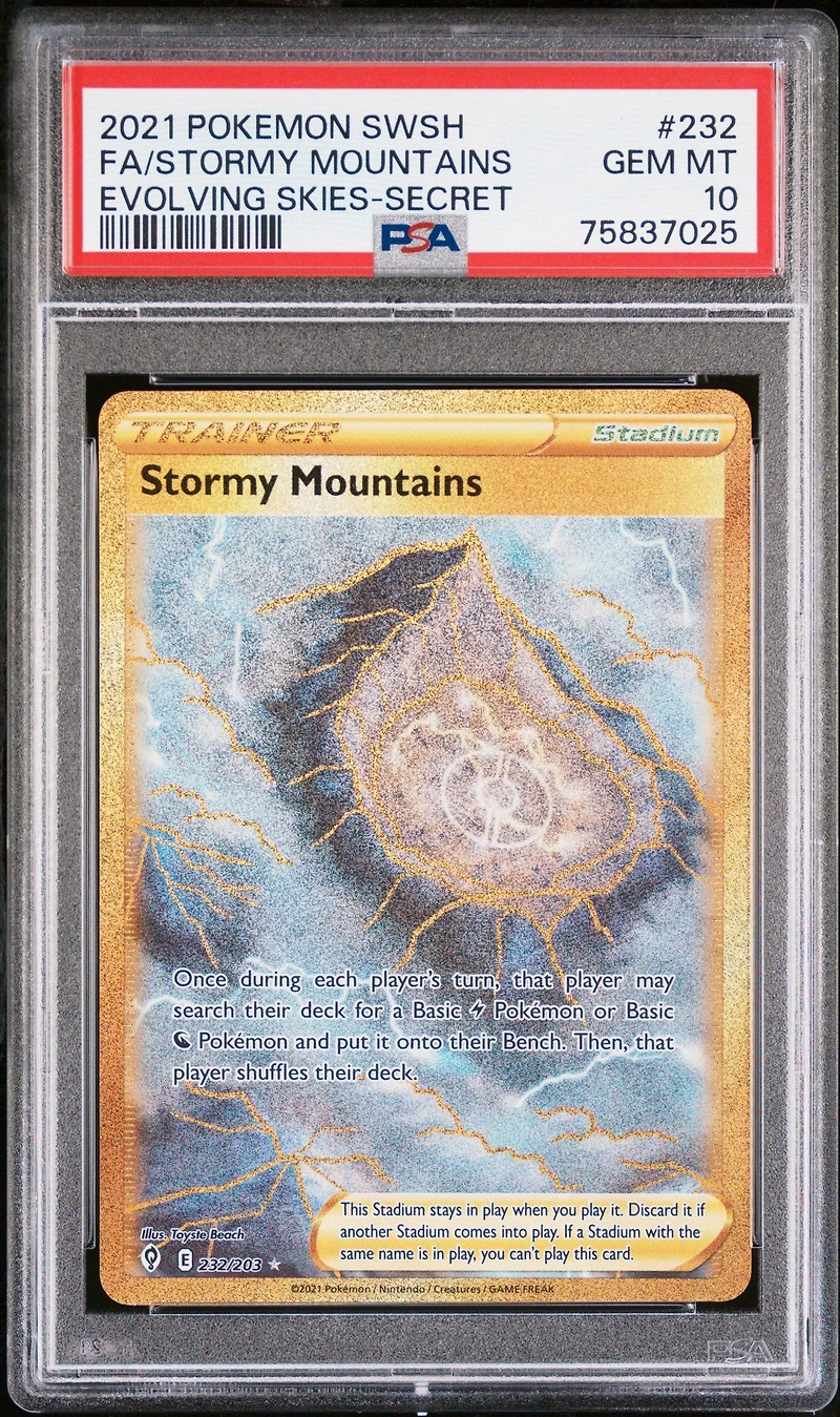2021 Pokemon Sword & Shield Evolving Skies 232 Full Art/stormy Mountains Secret PSA 10