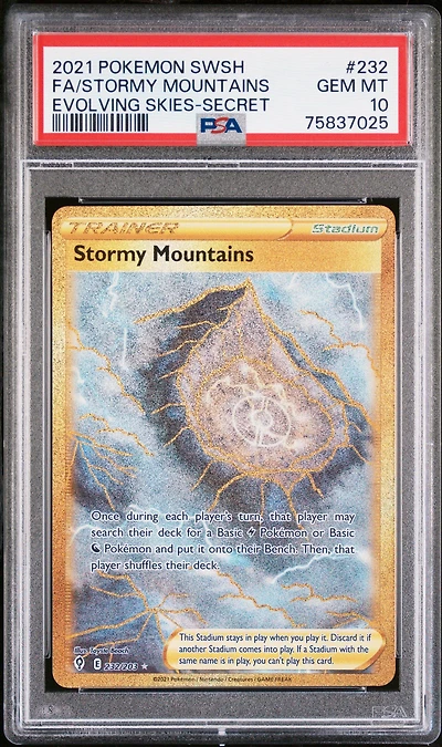 2021 Pokemon Sword & Shield Evolving Skies 232 Full Art/stormy Mountains Secret PSA 10