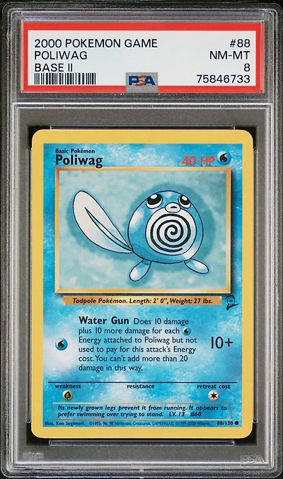 2000 Pokemon Game Base Ii 88 Poliwag PSA 8