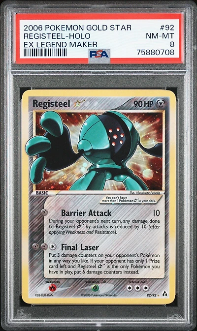 2006 Pokemon Ex Legend Maker 92 Registeel-holo Gold Star PSA 8