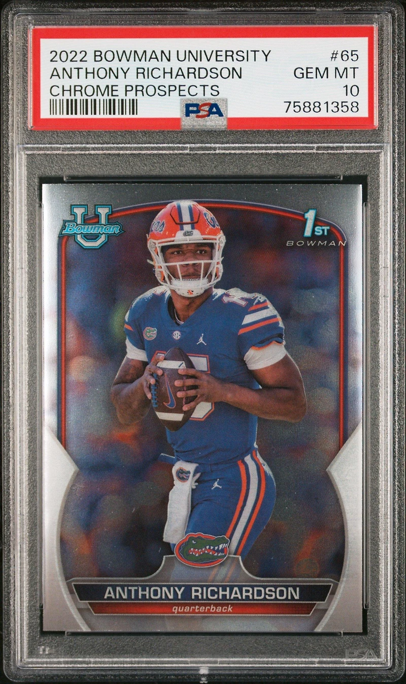 2022 Bowman University Chrome Prospects 65 Anthony Richardson PSA 10
