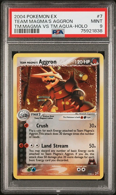 2004 Pokemon Ex Team Magma Vs Team Aqua 7 Team Magma's Aggron-holo PSA 9