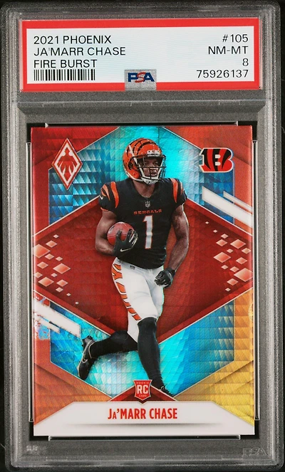 2021 Panini Phoenix 105 Ja'marr Chase Fire Burst PSA