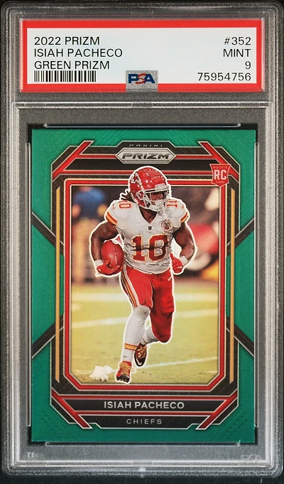 2022 Panini Prizm 352 Isiah Pacheco Green Prizm PSA 9