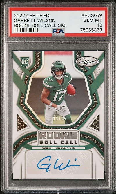 2022 Panini Certified Rookie Roll Call Signatures Rcsgw Garrett Wilson PSA 10