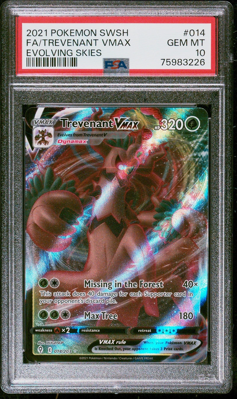 2021 Pokemon Sword & Shield Evolving Skies 014 Full Art/trevenant Vmax PSA 10