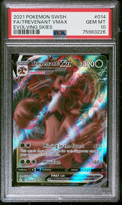 2021 Pokemon Sword & Shield Evolving Skies 014 Full Art/trevenant Vmax PSA 10