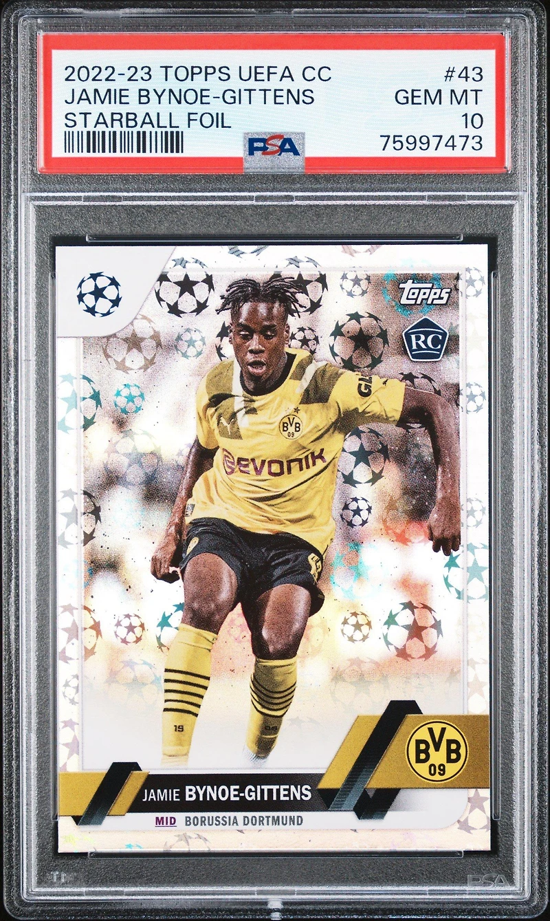 2022 Topps Uefa Club Competitions 43 Jamie Bynoe-gittens Starball Foil PSA 10