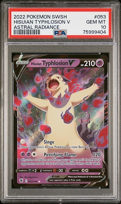 2022 Pokemon Sword & Shield Astral Radiance 053 Hisuian Typhlosion V PSA 10