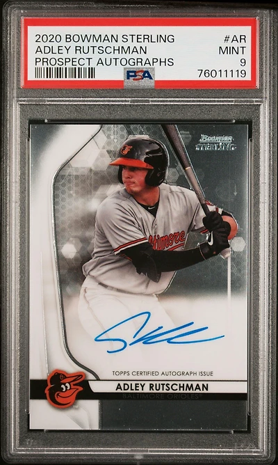 2020 Bowman Sterling Prospect Autographs Ar Adley Rutschman PSA 9