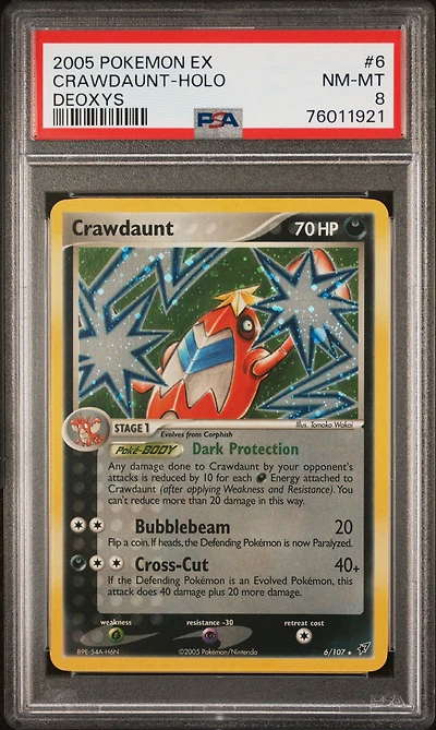 2005 Pokemon Ex Deoxys 6 Crawdaunt-holo PSA 8