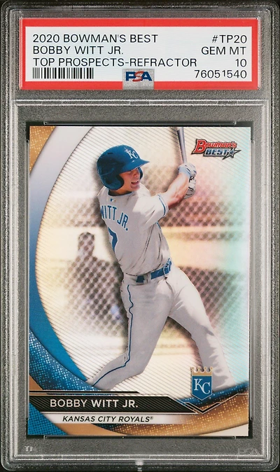 2020 Bowman's Best Top Prospects Tp20 Bobby Witt Jr. Refractor PSA 10