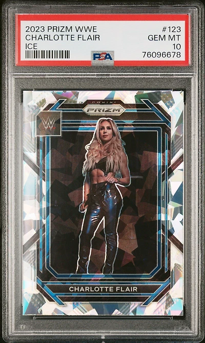 2023 Panini Prizm Wwe 123 Charlotte Flair Ice PSA 10