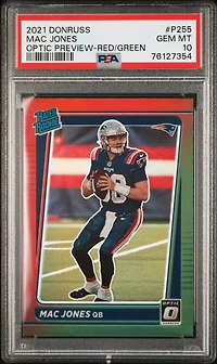 2021 Panini Donruss P255 Mac Jones Optic Preview-red/green PSA 10
