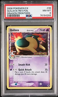 2006 Pokemon Ex Dragon Frontiers 36 Quilava-reverse Foil PSA 8