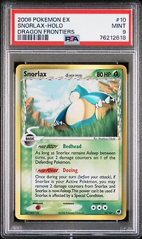 2006 Pokemon Ex Dragon Frontiers 10 Snorlax-holo PSA 9