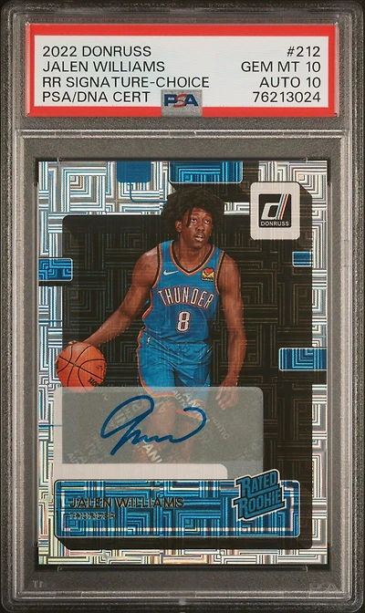 2022 Panini Donruss 212 Jalen Williams Rated Rookie Signature-choice PSA 10