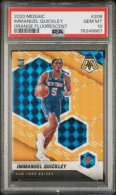 2020 Panini Mosaic 208 Immanuel Quickley Orange Fluorescent PSA 10