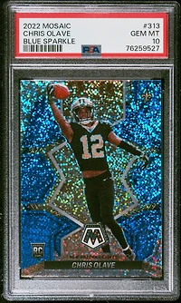 2022 Panini Mosaic 313 Chris Olave Blue Sparkle PSA 10