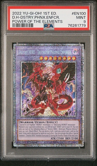 2022 Yu-gi-oh! Pote-power Of The Elements En100 Destiny Hero-destroyer Phoenix Enforcer 1st Edition PSA 9
