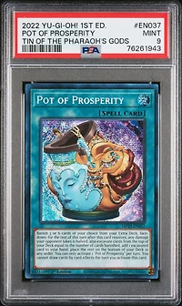 2022 Yu-gi-oh! Tin Of The Pharaoh's Gods En037 Pot Of Prosperity 1st Edition PSA 9