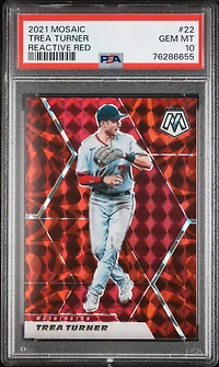 2021 Panini Mosaic 22 Trea Turner Reactive Red PSA 10
