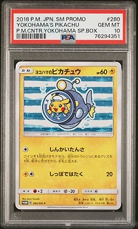 2018 Pokemon Japanese Sm Promo 280 Yokohama's Pikachu Pokemon Center Yokohama Special Box PSA 10