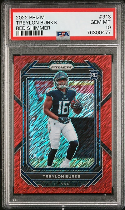2022 Panini Prizm 313 Treylon Burks Red Shimmer PSA 10