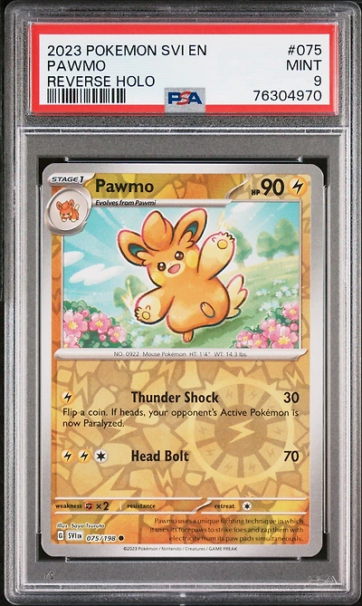 2023 Pokemon Svi En-scarlet & Violet 075 Pawmo Reverse Holo PSA 9