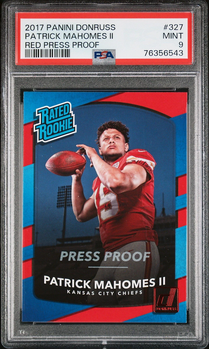 2017 Panini Donruss 327 Patrick Mahomes Ii Red Press Proof PSA 9