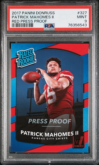 2017 Panini Donruss 327 Patrick Mahomes Ii Red Press Proof PSA 9