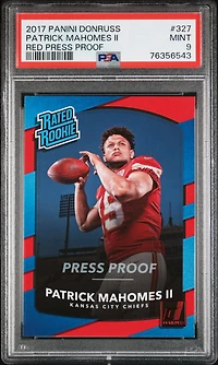 2017 Panini Donruss 327 Patrick Mahomes Ii Red Press Proof PSA 9