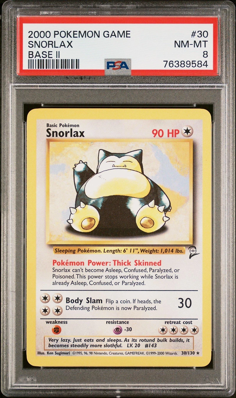 2000 Pokemon Game Base Ii 30 Snorlax PSA