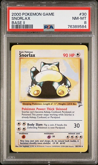 2000 Pokemon Game Base Ii 30 Snorlax PSA