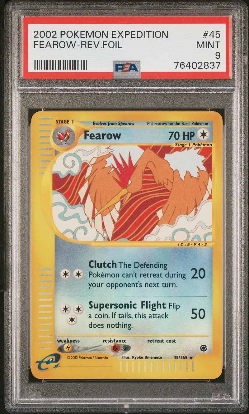 2002 Pokemon Expedition 45 Fearow-reverse Foil PSA 9