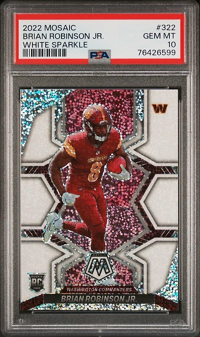 2022 Panini Mosaic 322 Brian Robinson Jr. White Sparkle PSA 10